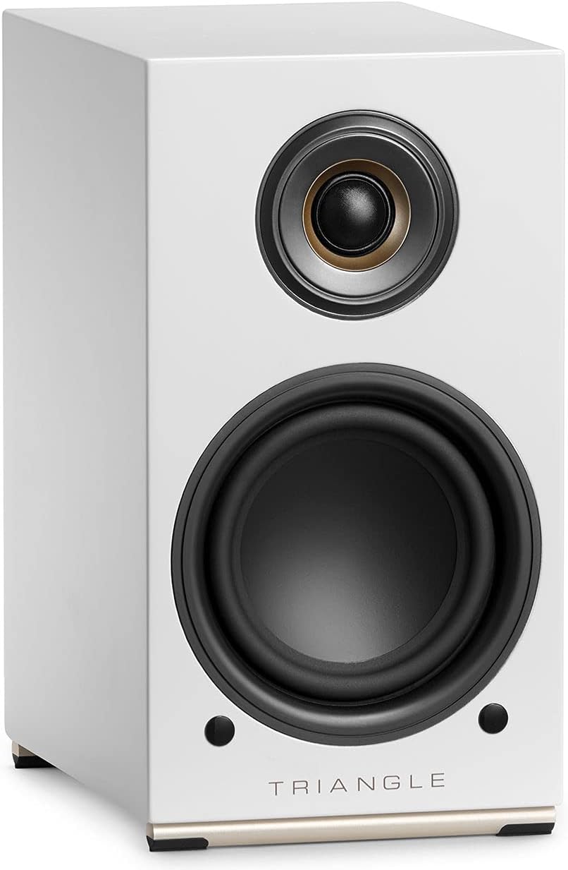 Enceintes Actives AIO Twin - Enceintes Bibliothèque Wi-FI & Bluetooth avec Amplificateur 2x50W - Audio HD - Entrées Phono/Platine + TV Optique - 165 x 304 x 235 mm - Blanc Givré (Paire)