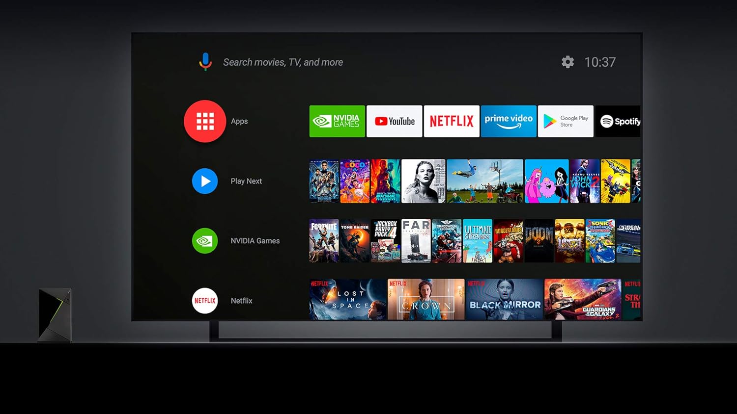 Lecteur Multimédia et de Streaming NVIDIA SHIELD Android TV Pro ; Films 4K HDR, Sports en Direct, Dolby Vision-Atmos, Upscaling Amélioré par l'IA, Jeux dans le Cloud GeForce NOW Shield PRO noir