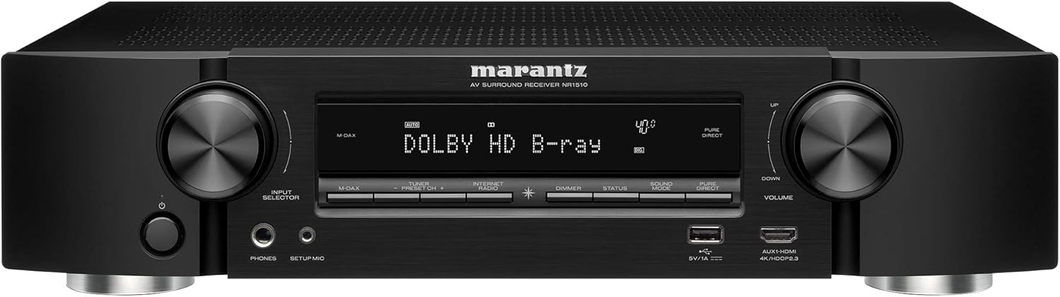 NR1510 Récepteur AV 5.2 canaux, amplificateur HiFi, HEOS Multiroom, Streaming de Musique, AirPlay 2, Bluetooth, Wi-FI, 6 entrées HDMI, Compatible Alexa - Noir