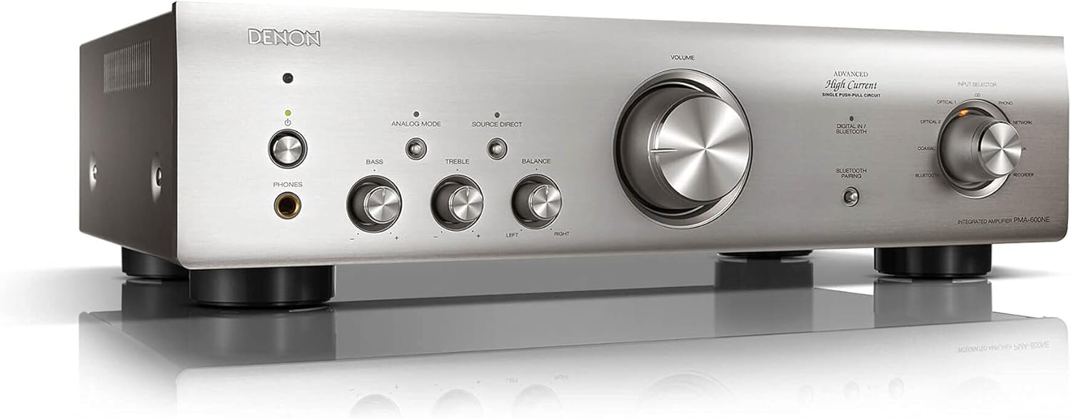Denon PMA-600NE Amplificateur Intégré 2X 70W, Bluetooth, Entrées Numériques, Phono MM - Argenté