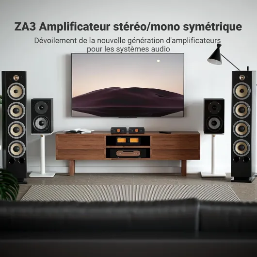 ZA3 Amplificateur Stéréo/Mono équilibré HiFi avec Puces d'ampli TPA3255, Mini Ampli Audio avec Entrées XLR RCA et Entrée de Déclenchement 12V pour Enceintes Passives de Bureau avec 48V 5A