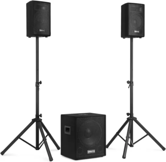 VONYX Pack Sono DJ Complet Système 800 W avec Table de Mixage, Amplificateur & Enceintes 8″ - Kit Sono Idéal pour Soirées, Bars & Animations
