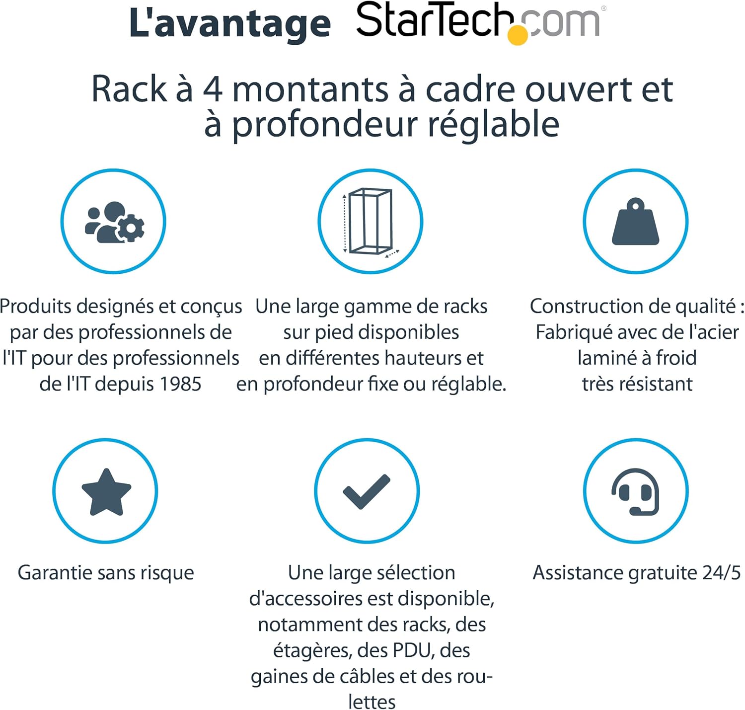 .com Rack Serveur Mobile 25U 4 Poteaux, Rack Réseau 19" 4 Poteaux avec Roulettes, Rack avec Profondeur Ajustable pour PC/AV/IT - Roulettes/Pieds de nivellement/Fixation au Sol (4POSTRACK25U)