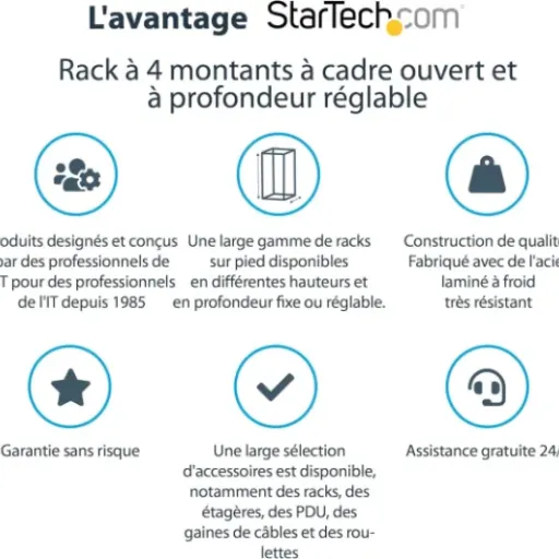 Test StarTech 4POSTRACK25U : le rack 25U costaud et simple pour homelab et petit local IT