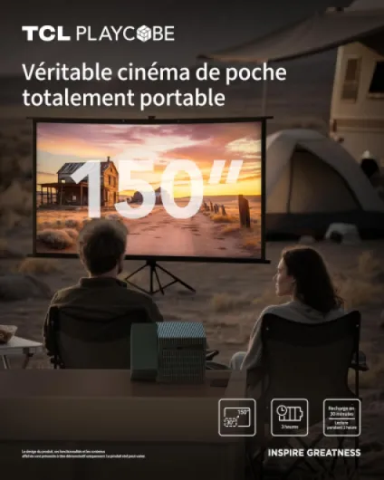 PlayCube 4K Videoprojecteur - [GTV/Netflix] Projecteur Mini Portable, 750 Lumens ISO, Wi-FI et Bluetooth, AutoFocus, Keystone, Réglable 360°, pour Home Cinéma, Intérieur, Extérieur, Gaming