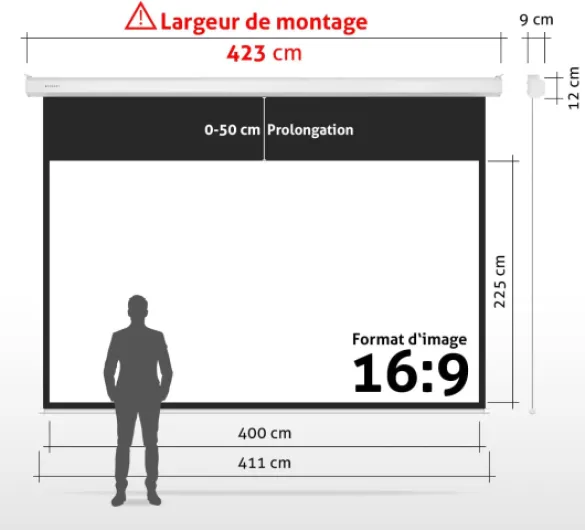 ESMART Professionnel MIMOTO Écran de Projection Moteur 400 x 225 cm (180") 16:9 - Télécommande programmable - Écran de Moteur d'écran de Projection de projecteur électrique de cinéma Maison
