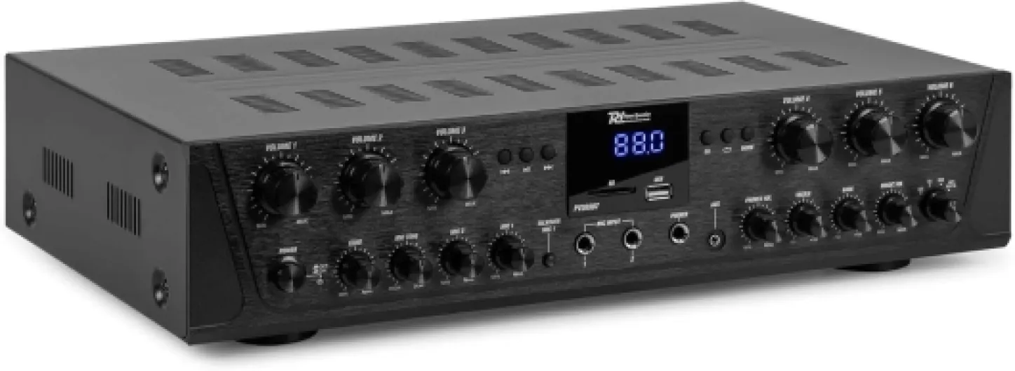 Power Dynamics PV260BT - Système Audio 6 Zones 600 Watts avec Amplificateur Bluetooth et 12 Enceintes Filaires BGO30 Noir 6 Zones + 12 Enceintes Noir