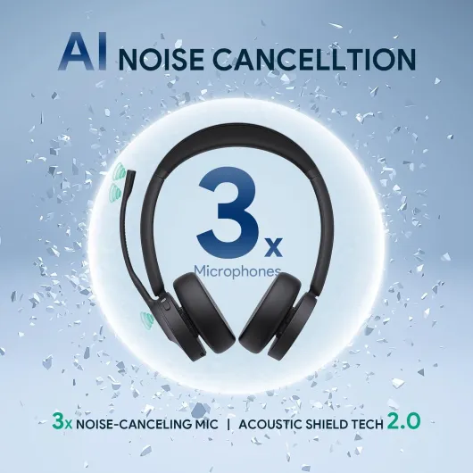 Casque sans Fil WH64 Pro DECT et Bluetooth, écran Tactile 3,5", Compatible Teams, UC et Zoom, Double oreillette, portée de 185 m, autonomie en Conversation de 32 Heures WH64 Pro Dual