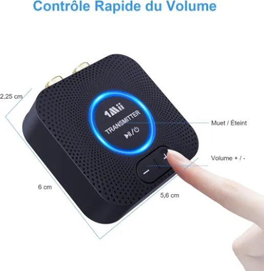 2.4GHz (1 TX + 1 RX), Transmetteur Récepteur Audio sans Fil pour Chaîne Hi-FI, Faible Latence de 25ms pour TV PC vers Enceintes Actives/Amplificateurs/Chaînes Stéréo