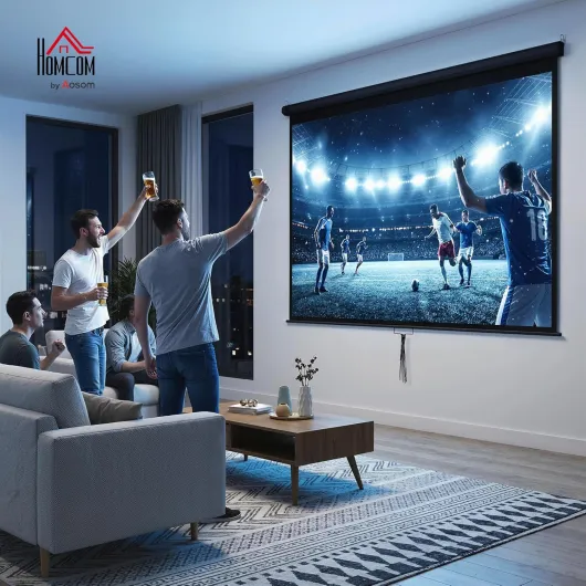 Écran de Projection 120" 4:3 HD 4K, Écran Videoprojecteur avec Boîtier en Métal, Écran Hauteur Réglable Manuellement, pour Cinéma Maison, Bureau, Voyage, Noir 120 Pouces 4:3 Noir