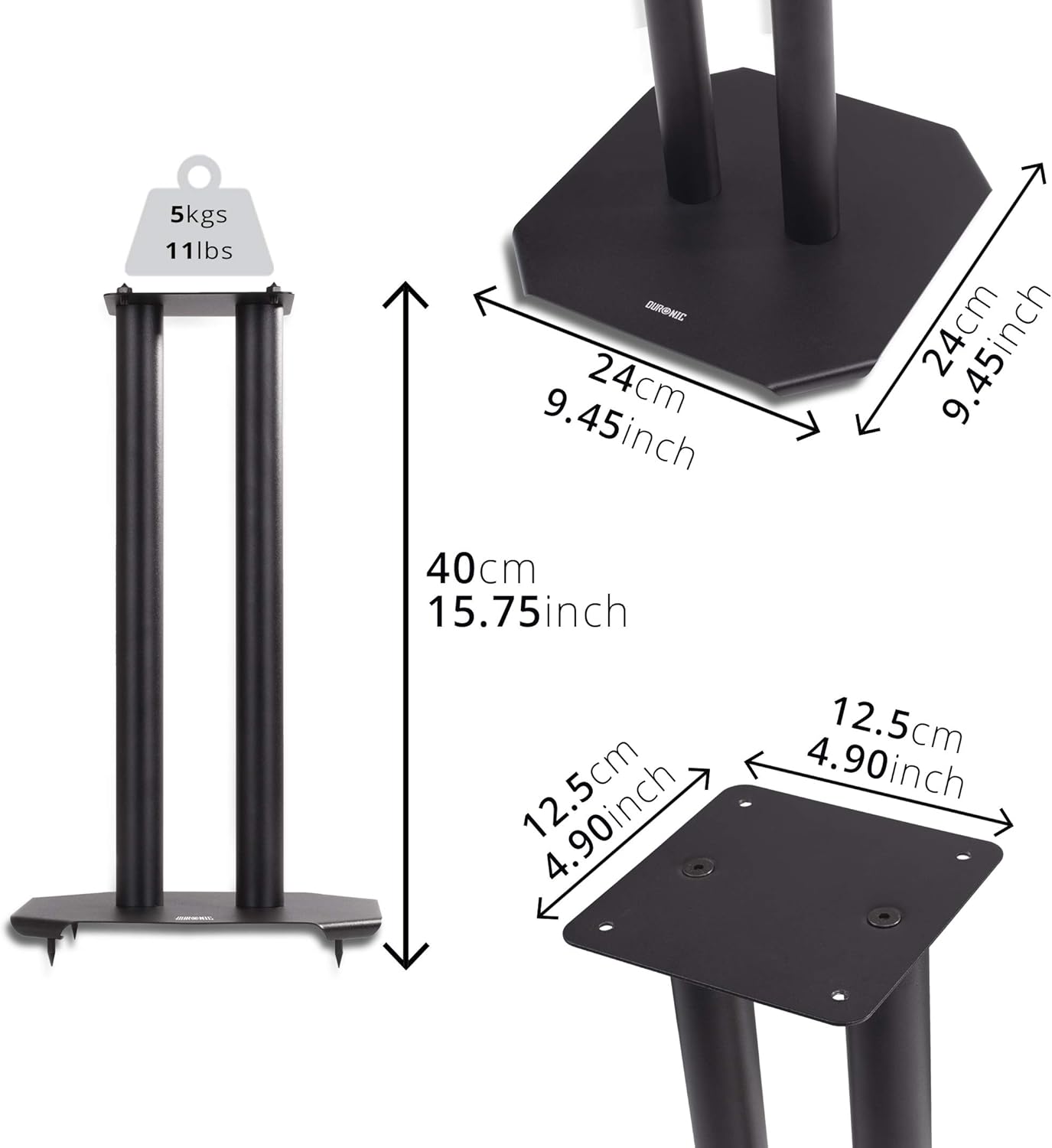 SPS1022 /40 Paire de Pieds d'Enceintes - 40 cm de Hauteur - Lestable avec du Sable - Cônes pour réduire Vibrations - Compatibilité Universelle Haut-parleurs Hi-FI/Stéréo/Home Cinema 5.1 Model SPS1022 - 40 cm
