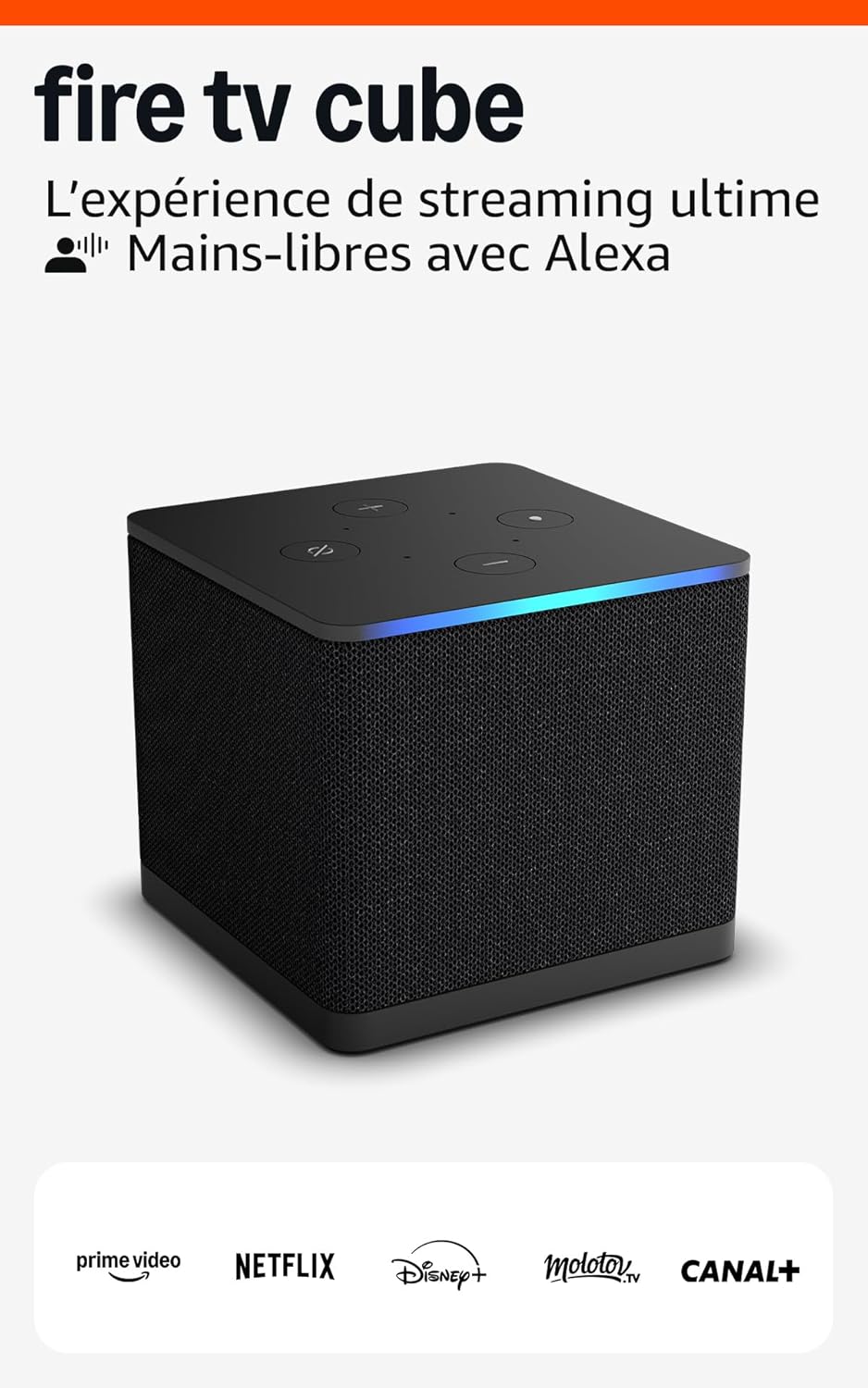 Amazon Fire TV Cube (Nouvelle génération), Lecteur multimédia en streaming, Expérience mains-libres, Wi-Fi 6E, 4K Ultra HD; trouvez vos séries plus rapidement avec Alexa+