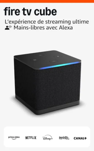 Amazon Fire TV Cube (Nouvelle génération), Lecteur multimédia en streaming, Expérience mains-libres, Wi-Fi 6E, 4K Ultra HD; trouvez vos séries plus rapidement avec Alexa+