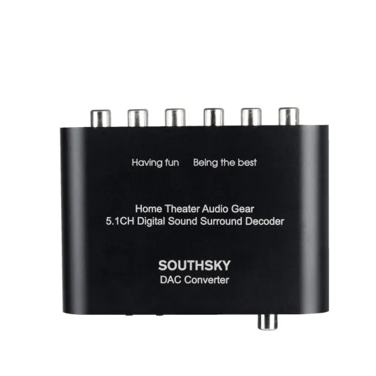 Convertisseur de son numérique 5.1 - SPDIF optique/coaxial Dolby AC3 DTS vers audio analogique 5.1 CH (sortie RCA)