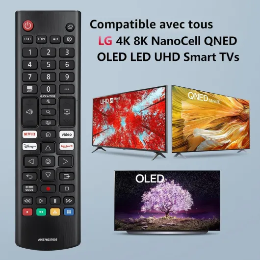 Télécommande Universelle de Rechange pour LG-Smart-TV-Remote, télécommande Infrarouge améliorée pour TV LG, avec Netflix, Disney+, Rakuten TV Boutons pour LG TV Télécommande