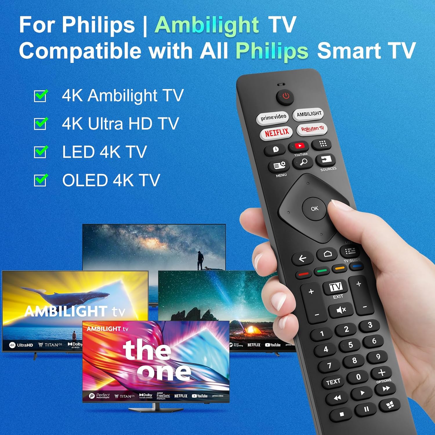 Pour Telecommande-Philips-TV, Universelle pour Tous Les Téléviseurs Philips,avec Ambilight pour Philips TV