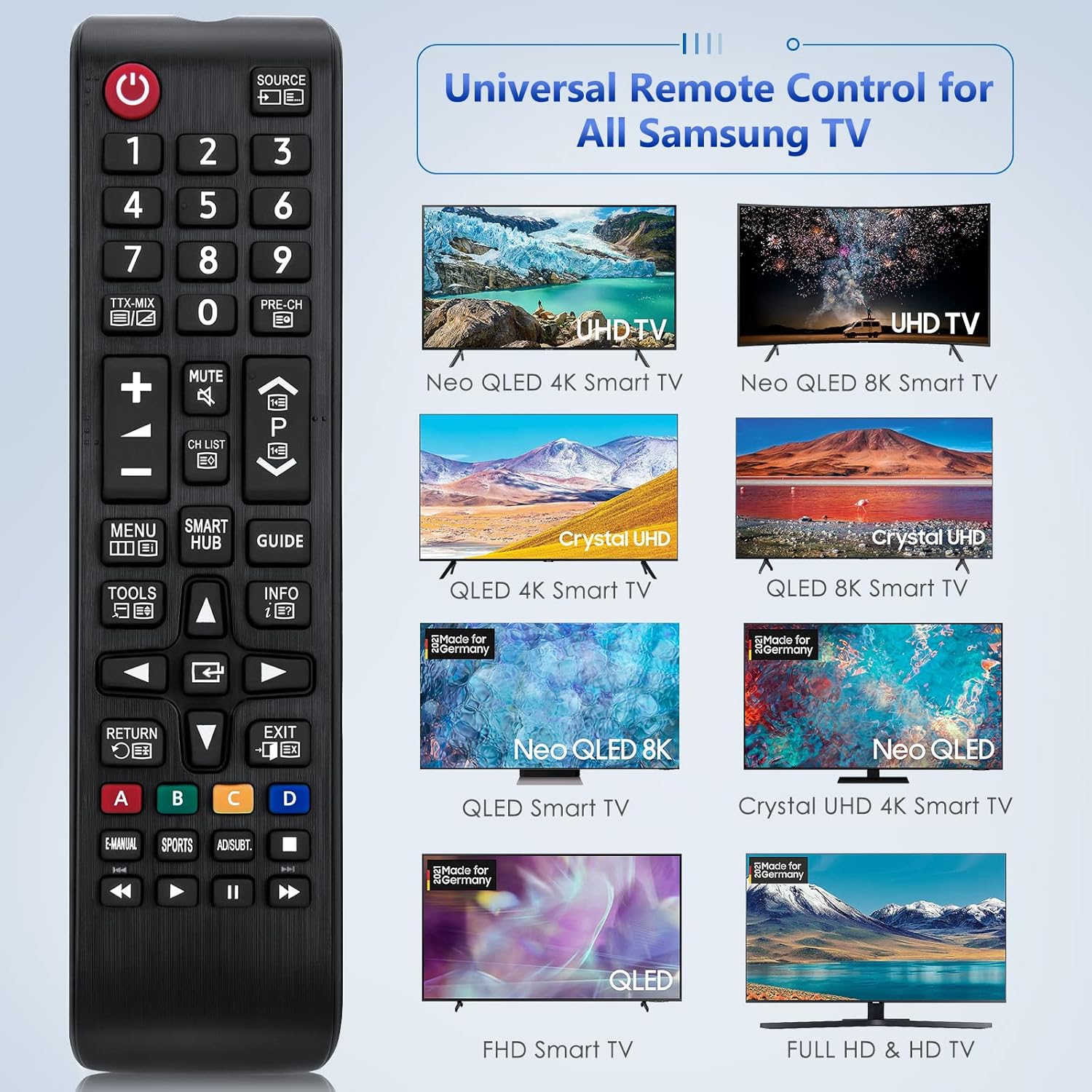 Universelle pour Telecommande-Samsung, Compatible avec Toutes Les Telecommande Samsung Smart TV pour Samsung TV