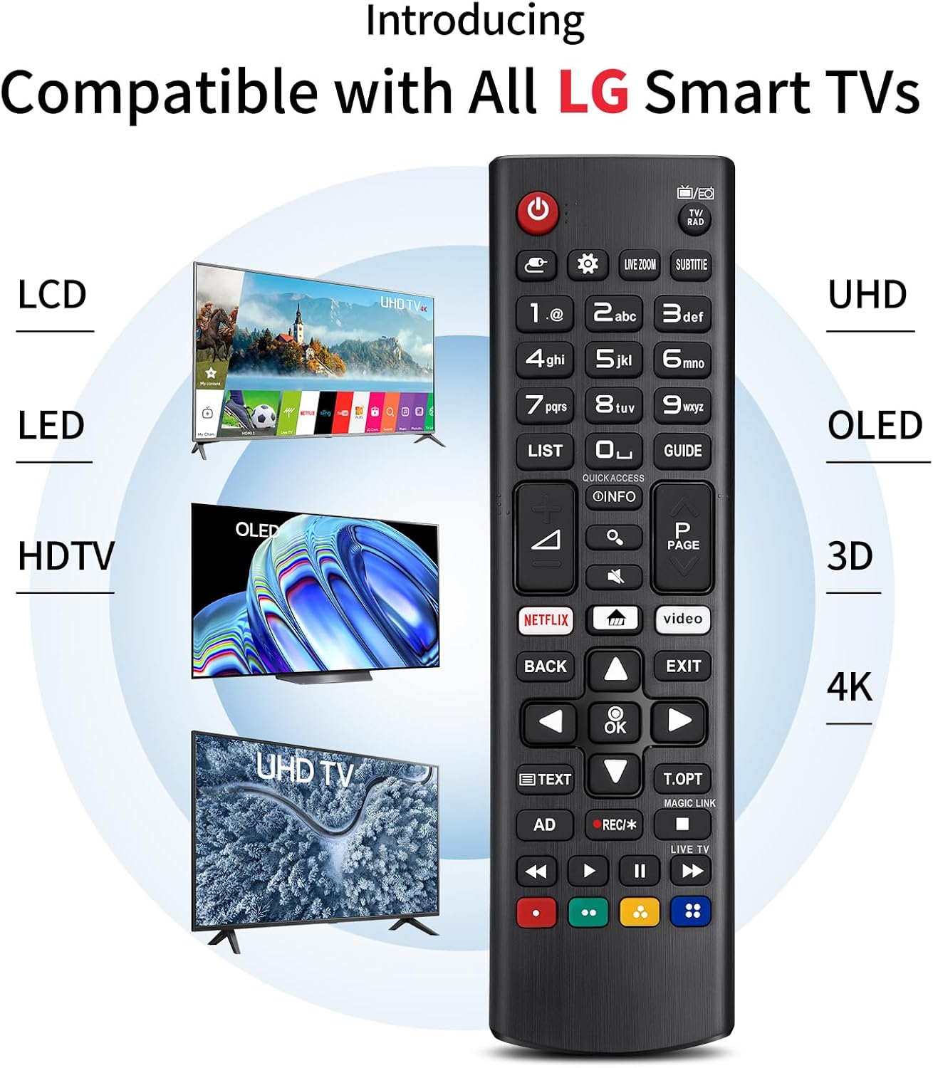 Pour Telecommande-LG, Universelle pour Telecommande LG Smart TV, avec Piles