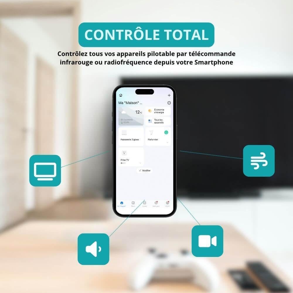 ZenGO Télécommande Universelle connectée IR, RF, WiFi, Contrôle à Distance, Compatible Alexa, Google Home, SmartLife et Tuya