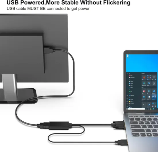 Adaptateur VGA vers HDMI, convertisseur 1080p avec Audio de Source VGA d'ordinateur/Ordinateur Portable vers HDMI TV/Moniteur Source VGA vers HDMI 1