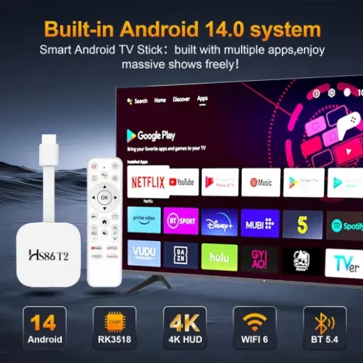 Test Android 14.0 TV Stick IDEALROYAL HS86 T2 : un petit boîtier pas cher qui fait le job (avec quelques limites)