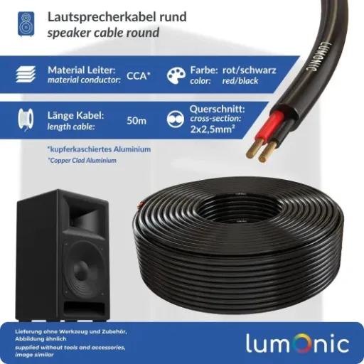 Test Lumonic Câble de haut-parleur 50m 2x2,5mm² : le gros rouleau CCA qui fait le job sans ruiner le budget