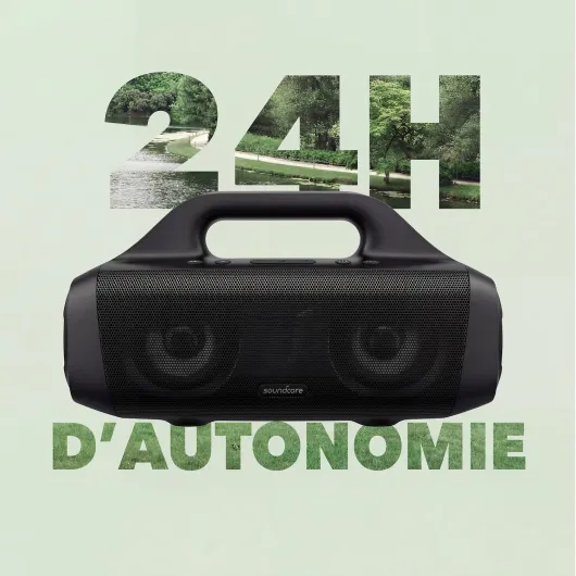 Motion Boom Enceinte Bluetooth, Enceinte Bluetooth puissante avec Drivers Titane, IPX7, 24h, App, Poignée, Enceinte Portable pour Le Camping - BassUp, application, poignée intégrée, haut-parleur extérieur pour camping, piscine, plage, jardin