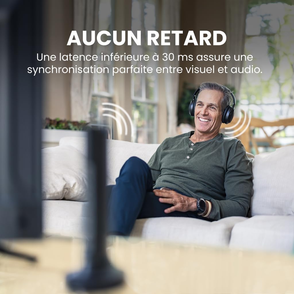 Opera Plus – Casque TV sans Fil, Dialogues clairs & Amplification du Volume pour Seniors, Pass-Through Optique pour Barre de Son, Base émetteur avec Charge 1 - Opera Plus