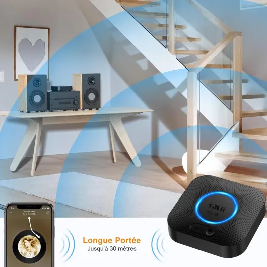 B06+ Recepteur Bluetooth, Adaptateur Bluetooth 5.3 - pour Système Stéréo Domestique, avec aptX HD/Adaptive, 3D Surround, Récepteur Bluetooth pour Haut-Parleurs