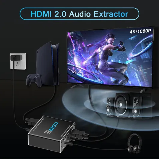 4K 60Hz HDMI Extracteur Audio 1080P 120Hz HDCP2.2 CEC D-olby vision HDR10 DE-embed SPDIF Optical Stéréo Sortie Audio D-olby Digital Gestion EDID Scaler 4K 1080P pour PS5 SkyQ Xbox Fire Stick Apple TV HDMI 2.0 Audio Extractor