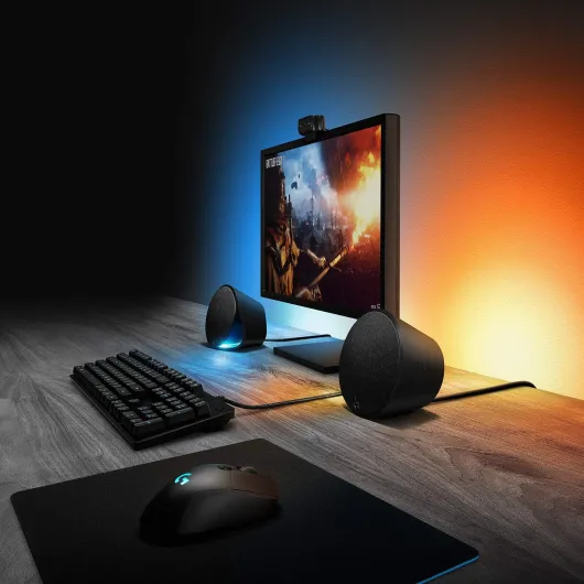 G560 Haut-parleurs Gaming PC, Son Surround DTS:X Ultra 7.1 et Eclairage RGB LIGHTSYNC Synchronisé à Vos Jeux, Deux Haut-parleurs et Un Caisson de Basses, expérience de Jeu immersive - Noir