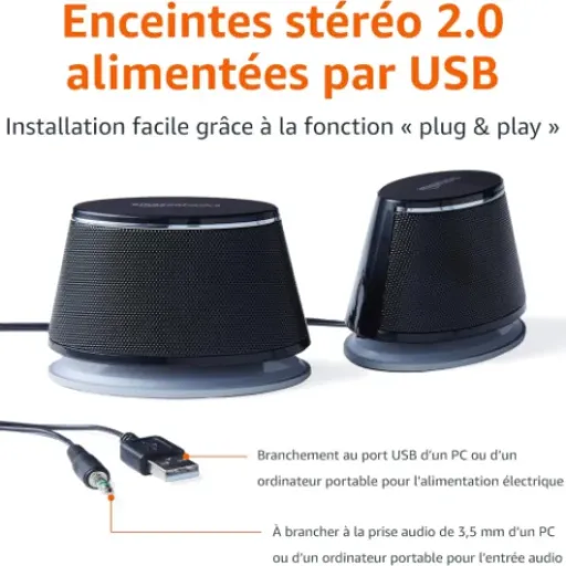 Test Amazon Basics Haut-parleurs stéréo 2.0 : le petit kit USB qui remplace enfin le son pourri des PC portables