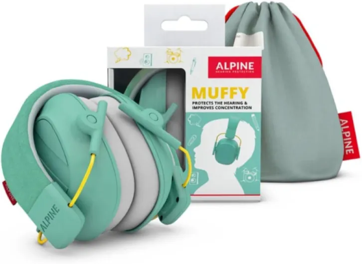 Muffy Casque Anti-Bruit - Enfants jusqu’à 16 ans - Protection Auditive Certifiée CE - Réduction du Bruit 25 dB - Produit Sensoriel pour l’Autisme - Confortable et Réglable - Menthe
