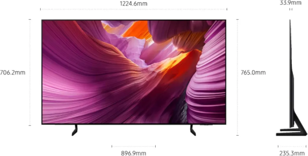 TV AI 55 Pouces OLED S85F 2025 4K Smart TV, Processeur NQ4 AI Gen2, WiFi, Airplay, HDR, Q-Symphony, OTS Lite, Gaming Hub, Bixby, Knox Security, Suivez Le Sport et Les Matchs de Football en 4K