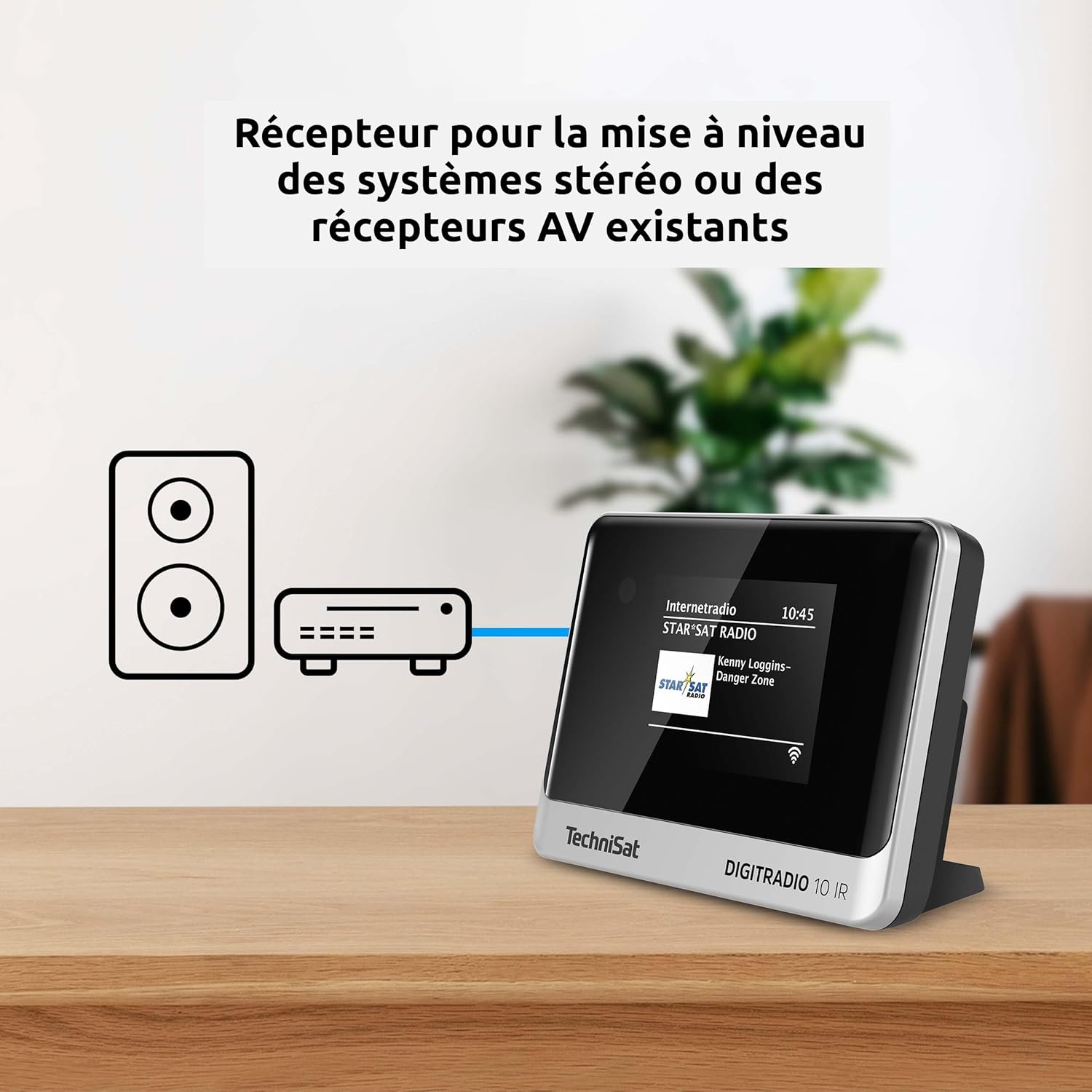 TechniSat DIGITRADIO 10 IR - Adaptateur Radio internet et DAB+ (WLAN, Ecran couleur, Bluetooth, Télécommande, Réveil, Idéal pour les chaînes Hi-Fi et stéréo) noir/argent Adaptateur radio DAB+/Internet
