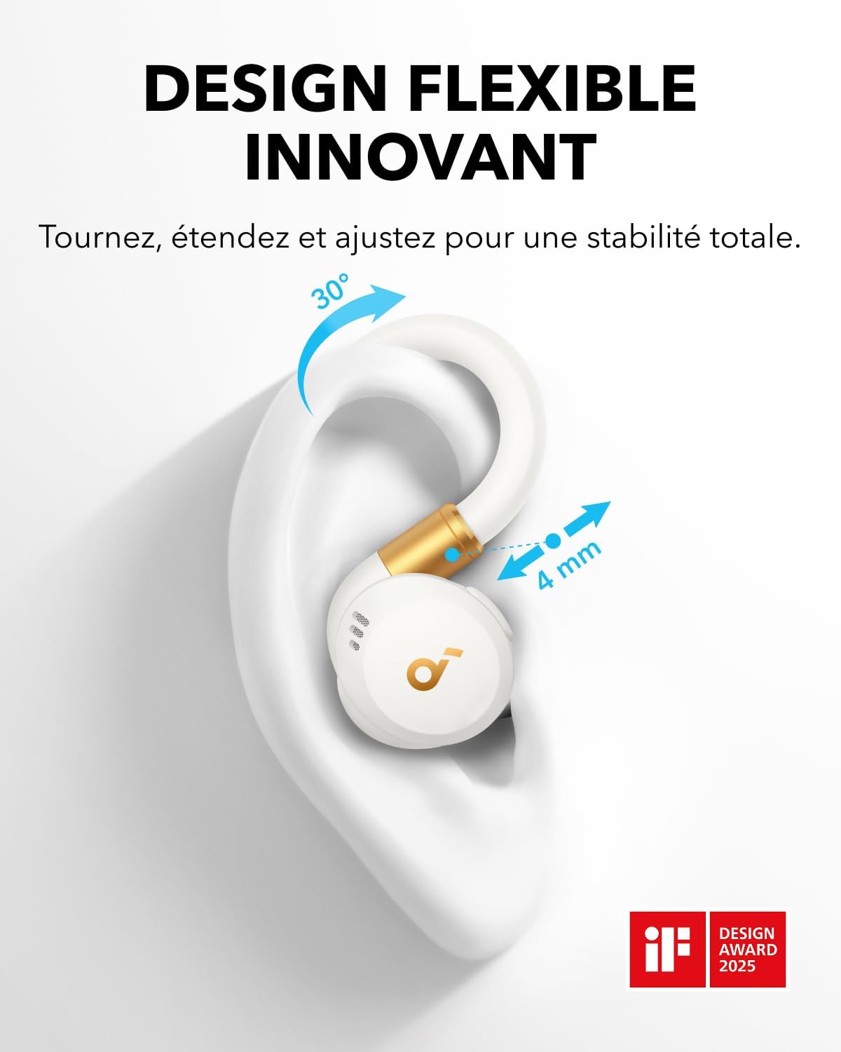 Sport X20 écouteurs Bluetooth sans Fil by Anker, Crochets rotatifs et Extensibles, Suppression du Bruit, étanchéité IP68, Longue durée de Vie, écouteurs pour la Salle de Sport Blanc