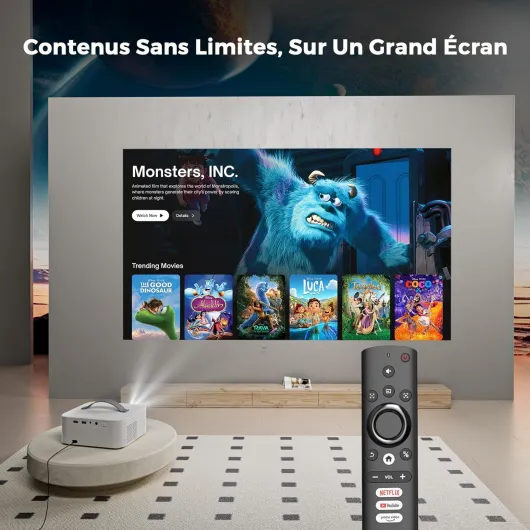 Videoprojecteur 4K【App Intégrée/1600 Luminosité/Auto Focus/Keystone】 Dolby Audio 1080P Natif Projecteur Video, avec HDMI eARC, WiFi6, Bluetooth Lisowod Retroprojecteur Portable pour Home Cinéma S Blanc Cassé