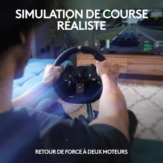 G920 Driving Force volant de course et pédales, retour de force réaliste, leviers de vitesse en acier inoxydable, couvre volant pour Xbox Series X-S, Xbox One, PC et Mac - Noir Xbox - PC Volant