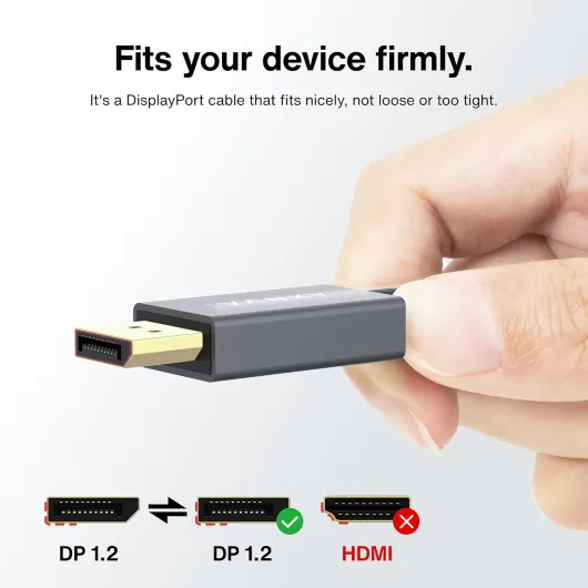 Câble DisplayPort 4K@60Hz Câble DP 144Hz Pour Moniteur Écran PC 3M - DP vers DP, 4K@60Hz, 2K@144Hz/165Hz, FreeSync&G-Sync, Carte Graphique GTX, Écran de Jeu, Moniteur, Ordinateur, Dell, Acer 3M 4K Gris