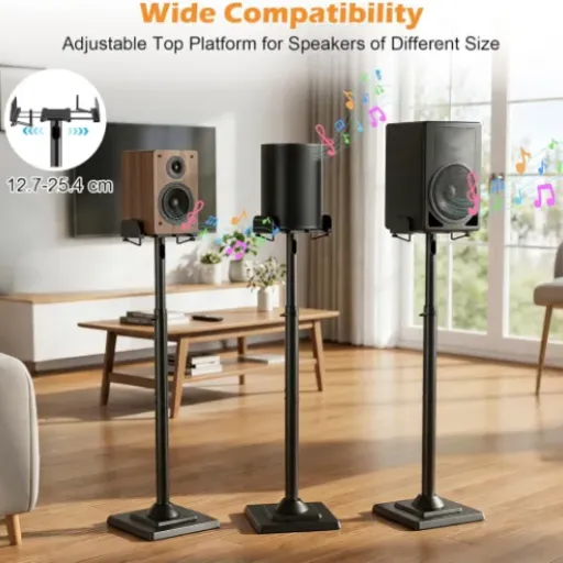 Test supports d’enceintes Hoyiyobi : des pieds stables et pratiques pour un home cinéma propre