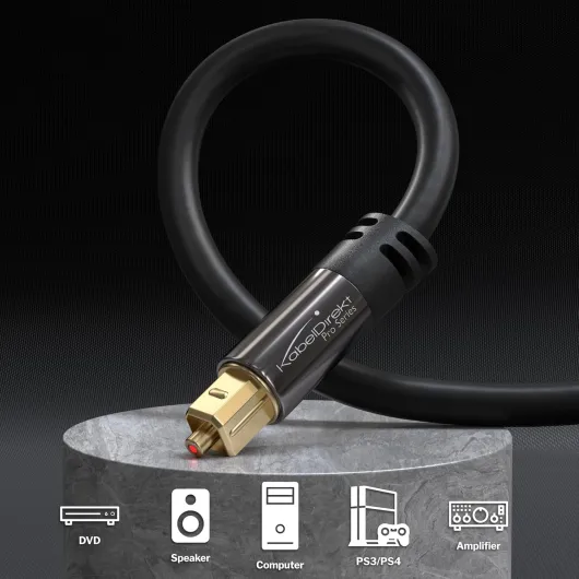 Câble audio optique TOSLINK – 1m – barre de son - Câble audio numerique optique : Câble audio numérique parfait pour une connexion limpide aux lecteurs Blu-ray/DVD Noir 1m