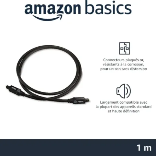 Test Amazon Basics Câble Optique TOSLINK 1 m : le câble simple qui fait le job sans chichi