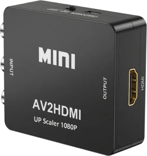 Convertisseur RCA vers HDMI, Adaptateur AV vers HDMI Mini 1080P - Composite Vidéo/Audio vers HDMI, Plug & Play avec Câble d’Alimentation USB, PAL/NTSC/SECAM pour PS1 PS2 Wii N64 VHS VCR DVD