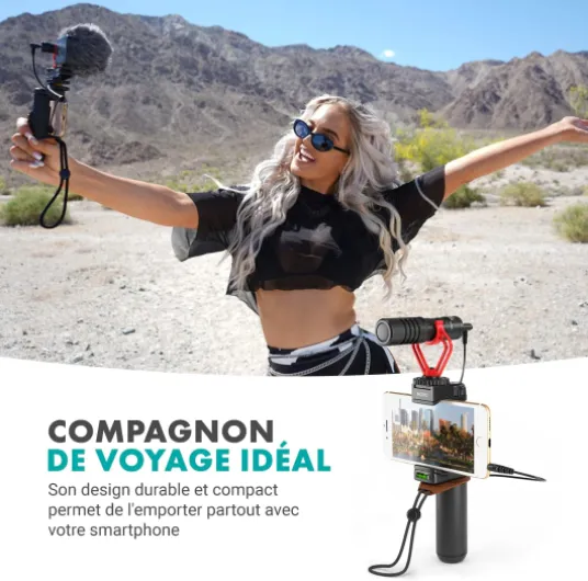 Movo VXR10 Microphone Anti Vent Anti Choc Universel Vidéo sur Pied pour iPhone, Android, Canon EOS, Appareils Nikon DSL et Parfait pour Podcast, Youtube, Gaming, Streamer, TikTok Noir
