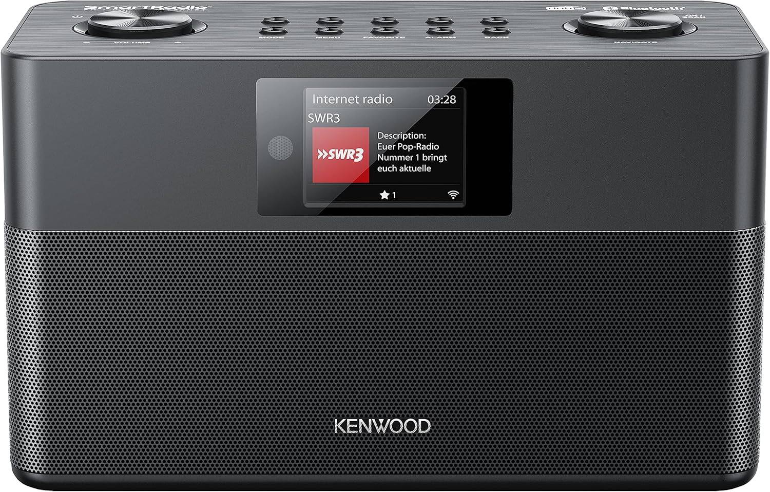 CR-ST100S-B Radio Intelligente avec Radio Internet, Wi-FI, 2 x 10 W RMS, Haut-Parleur Bassreflex, Dab+, FM, Bluetooth, USB, entrée/Sortie Ligne, Fonction réveil, minuterie de Sommeil, écran Noir