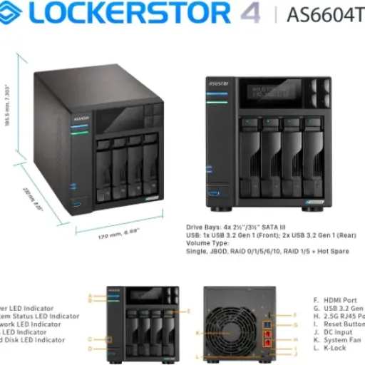 Test Asustor Lockerstor 4 AS6604T : un NAS 4 baies qui envoie du lourd sans se prendre pour un serveur pro