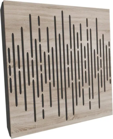 Lot de 4 panneaux acoustiques absorbants et diffusants - 50x50x5 cm - Absorption - Diffusion - Réflexion - Correction acoustique - Bois perforé laminé : [x4 WAVE - Sonoma] x4 WAVE Sonoma