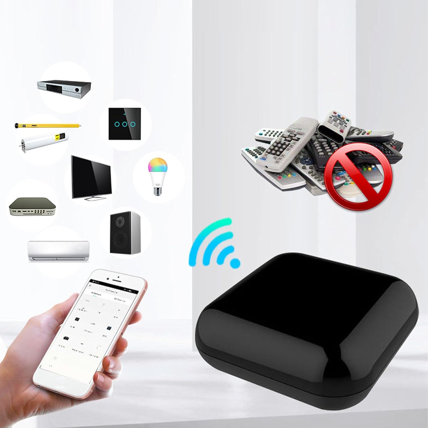 Télécommande Universelle WiFi IR et RF, Tout-en-Un pour Maison Intelligente, Apprentissage du Code, Télécommande WiFi pour Climatiseur TV, Moteur de Rideau, Fonctionne avec