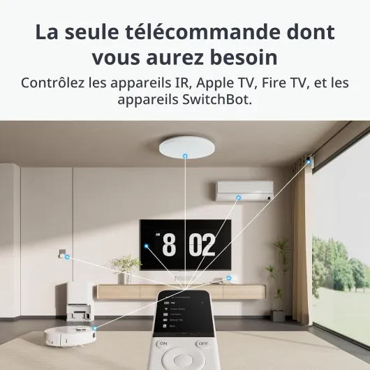 Télécommande Universelle avec Hub Mini, Compatible avec Matter - Télécommande Intelligente Personnalisable, Contrôle IR/Bluetooth, Compatible avec TV/AC/SwitchBots et Plus Universal Remote+Hub Mini