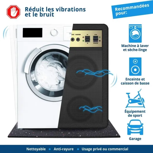 Dalle Anti-Vibrations recyclée, Fabriqué en Allemagne – Découpable - Machine à Laver - Tapis Antibruit - Insonorisant, Isolant, en Caoutchouc Recyclé - Épaisseur : 20 mm – 60x60 60 x 60 x 2 cm